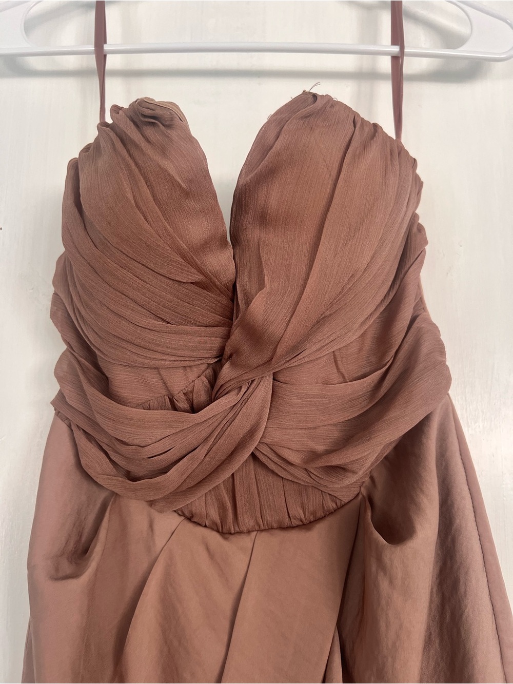 H&M Strapless Twisted Bodice Evening Dress - Dusty Rose Brown